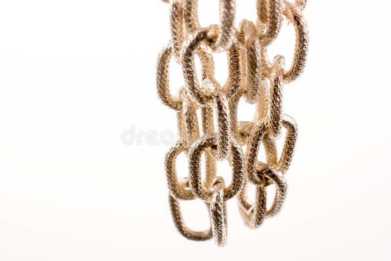 Gold color metal chain stock image. Image of white, links 67037465