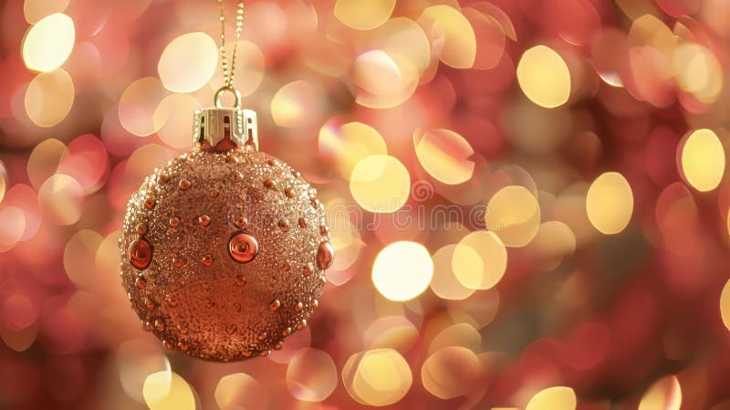 A gold colored ornament hanging from a tree stock illustration