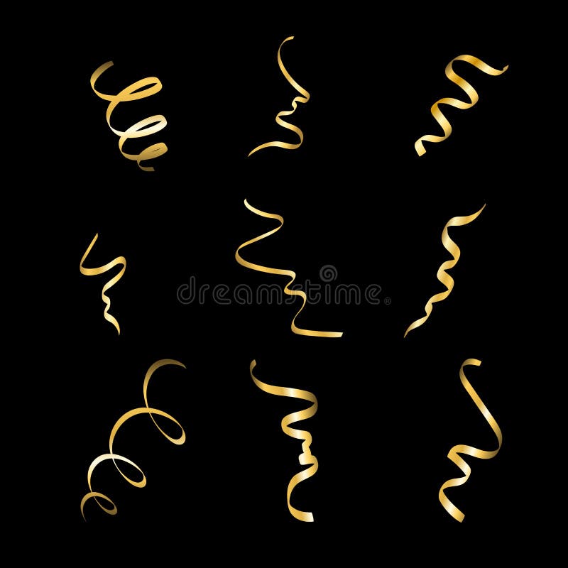 Party decorations black and golden streamers Vector Image