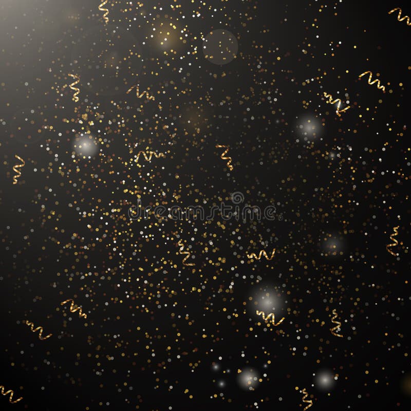 Gold Confetti with Dark Background. Stock Vector Illustration of