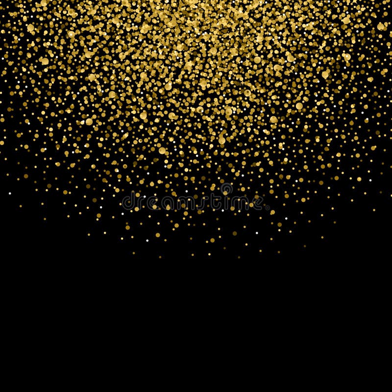 Gold Confetti Glitter on Black Background Stock Vector - Illustration ...