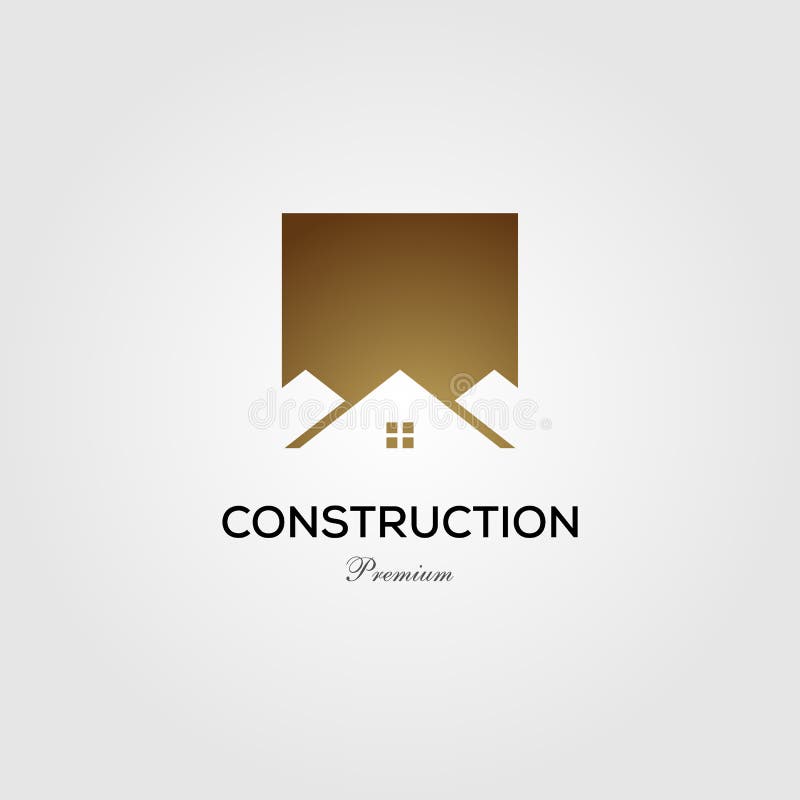 Gold Construction House Home Roof Logo Vector Icon Stock Vector