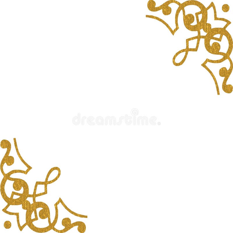 Gold decorative, ornamental corners on a white background. Gold decorative, ornamental corners on a white background