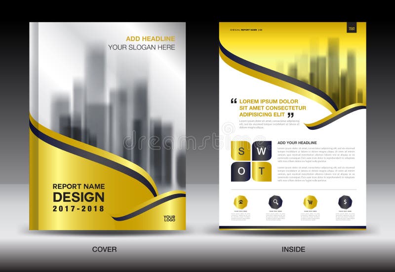 Gold Cover Annual report brochure flyer template creative design