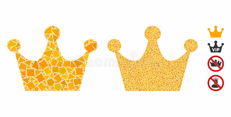 Gold crown Composition Icon of Trembly Pieces stock illustration