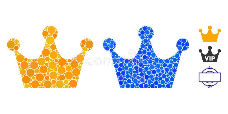 Gold Crown Mosaic Icon of Circles royalty free illustration