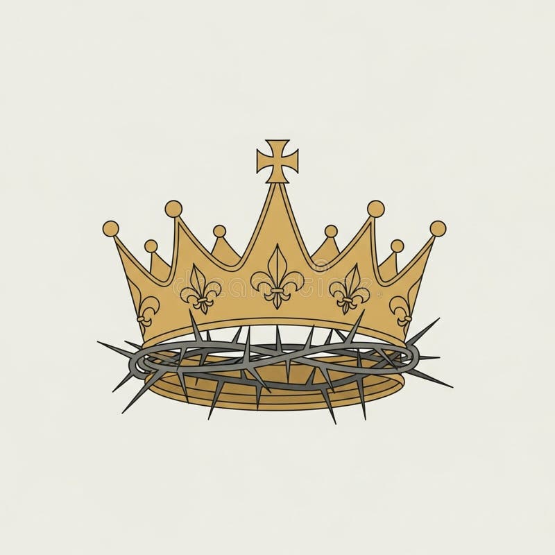 Gold crown with fleur-de-lis patterns and royalty free illustration