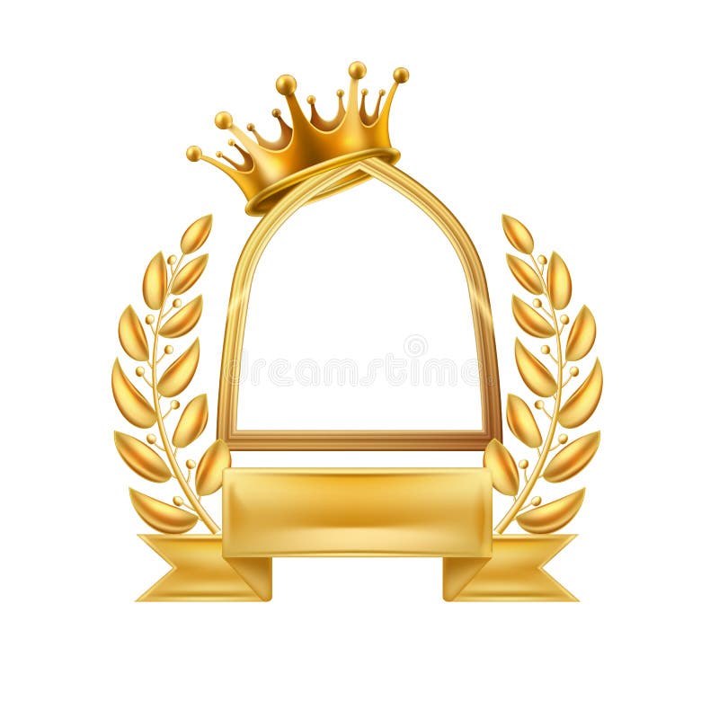 Gold Crown Laurel Wreath Winner Frame Isolated Stock - Illustration of laurel, avatar: 107953498