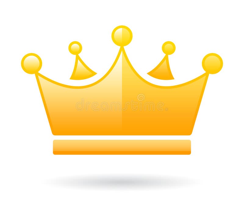 Gold crown vector glossy icon stock illustration