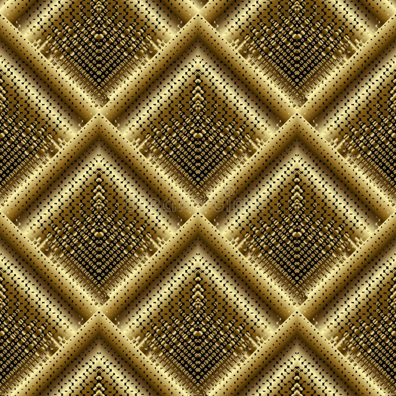 Gold 3d Halftone Tiled Rhombus Seamless Pattern Dotted Vector G Images, Photos, Reviews