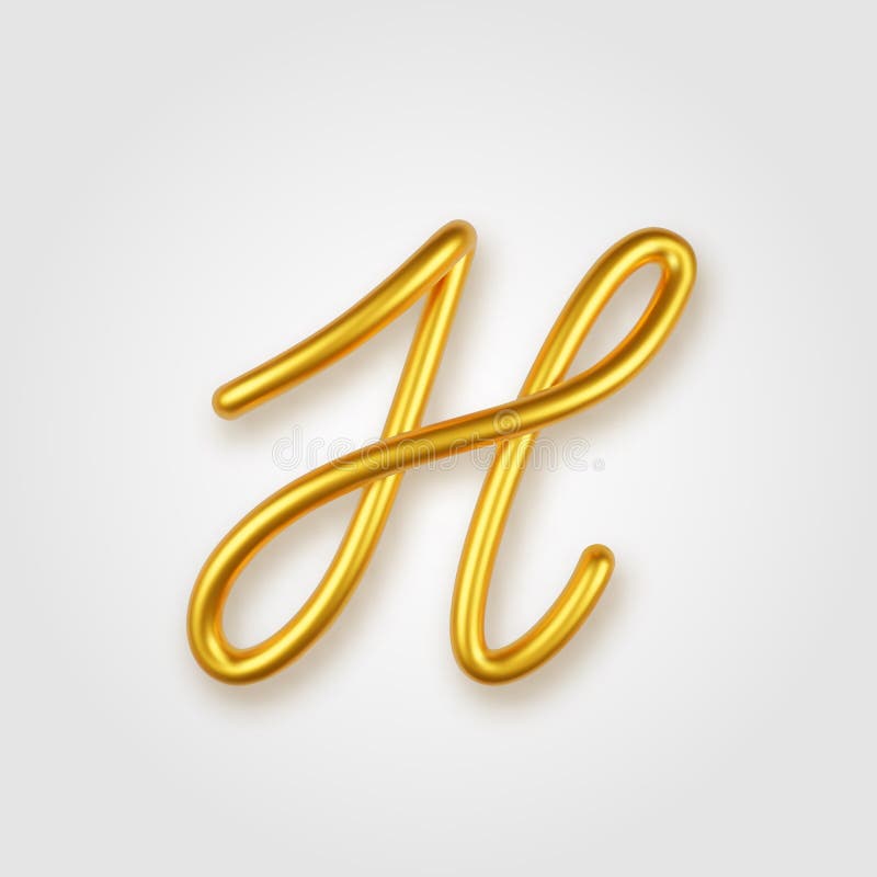 Gold 3d Realistic Capital Letter H on a Light Background. Stock Vector ...