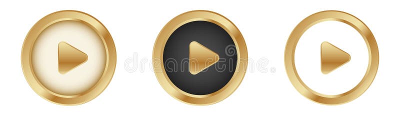 Gold 3D-Wiedergabetaste. goldene Wiedergabetaste stock abbildung