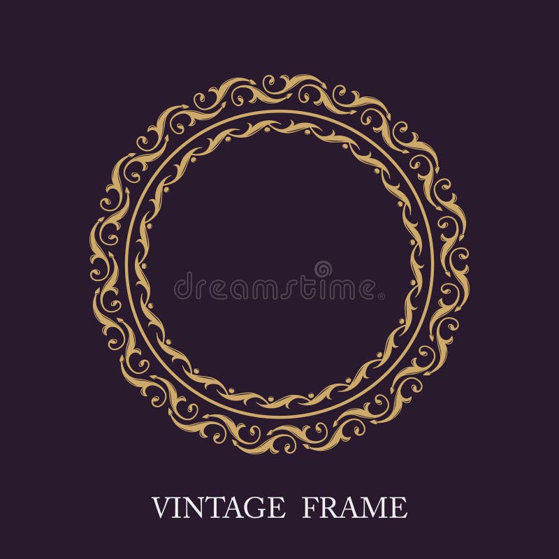 Gold decorative frame. Vector template monogram initials. Elegant vintage luxury emblem logo