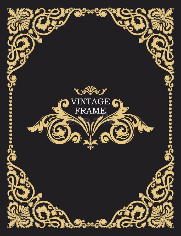 Gold decorative frame. Vector vintage templates. The past. Monogram, initials, jewelry. Luxurious template