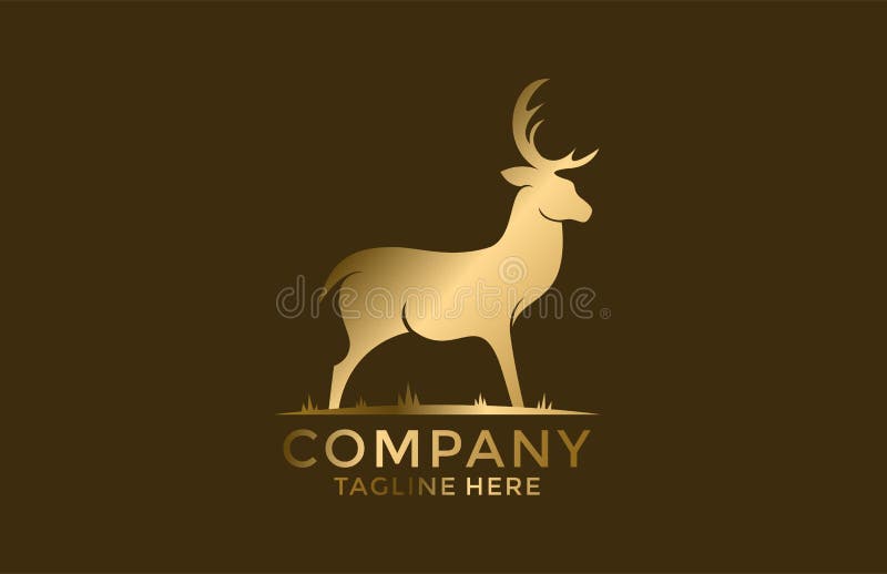 Gold Deer Mascot Cartoon Logo Stock Vector - Illustration of element,  vintage: 222863818