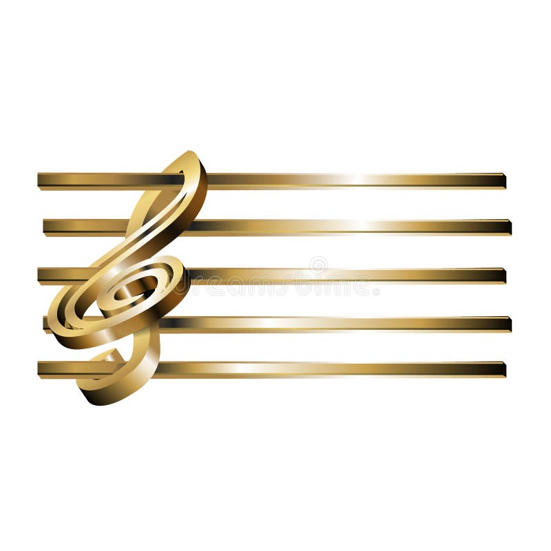 Gold der Violinschlüsseldaube 3D vektor abbildung Gold der Violinschlüsseldaube 3D vektor abbildung