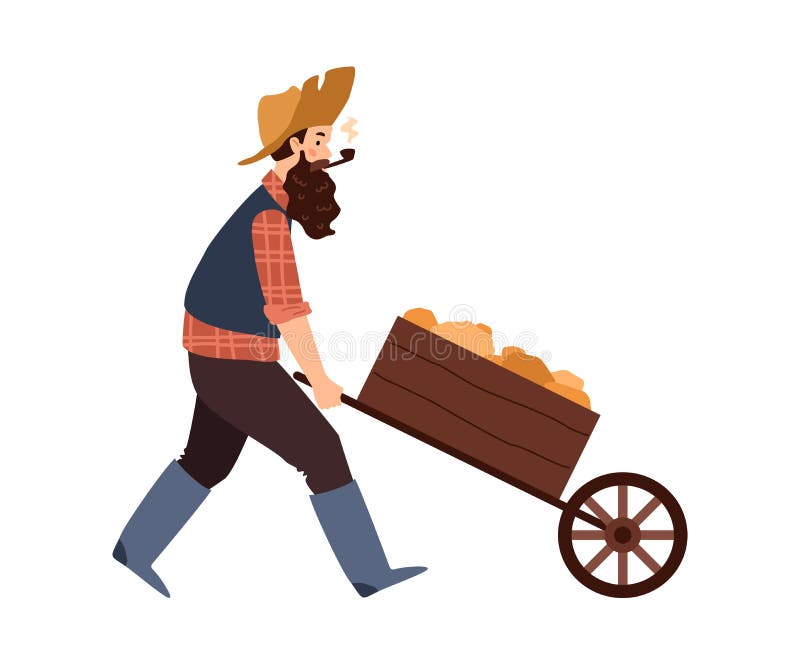 Gold Digger Hunter Pushing Trolley with Gold, Flat Vector Illustration  Isolated. Stock Vector - Illustration of west, rush: 231868961