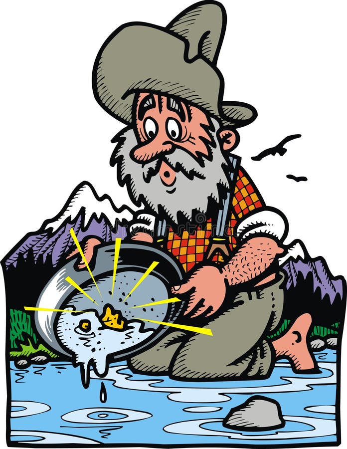 gold panning cartoon