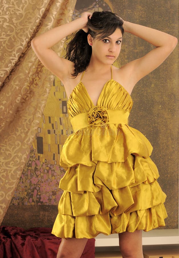 Gold Dress stock image. Image of beautiful, attractive 17305683