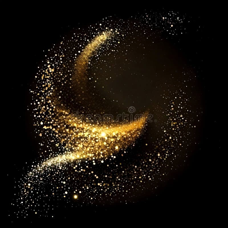 Gold Dust Glitter Isolated on Black Background Stock Illustration