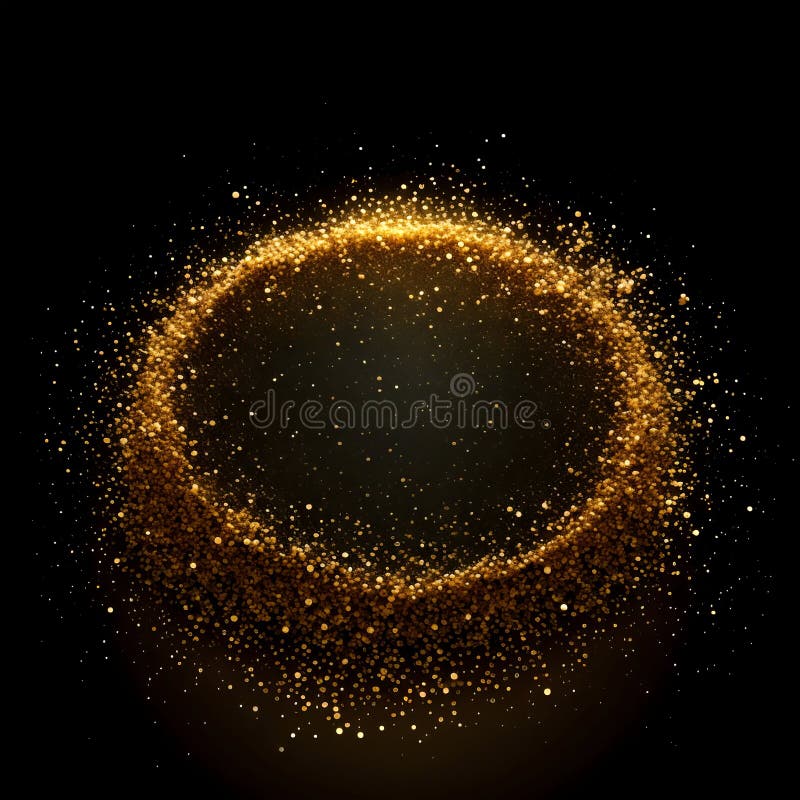 Gold Dust Glitter Isolated on Black Background Stock Illustration