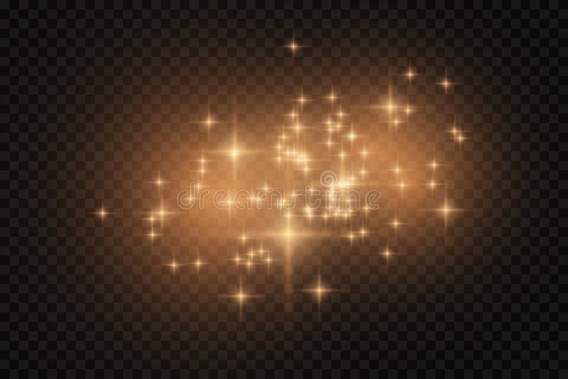 Golden star dust light effect isolated on transparent. Stock royalty free vector illustration. Objects are grouped. Background is different layer. Golden star dust light effect isolated on transparent. Stock royalty free vector illustration. Objects are grouped. Background is different layer.