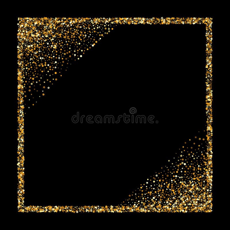 Gold Dust Shiny Black Background. Light Circle Stock Vector
