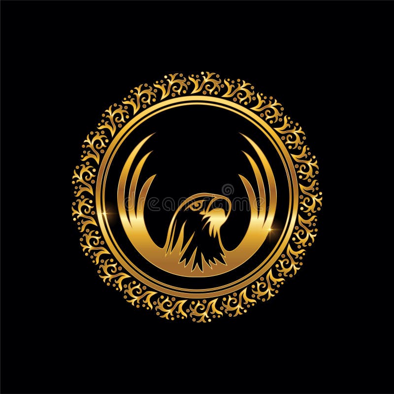 Gold Eagle Circle Logo Frame Stock Vector - Illustration of bird ...