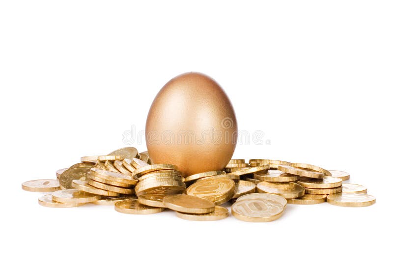 Gold egg in golden coins