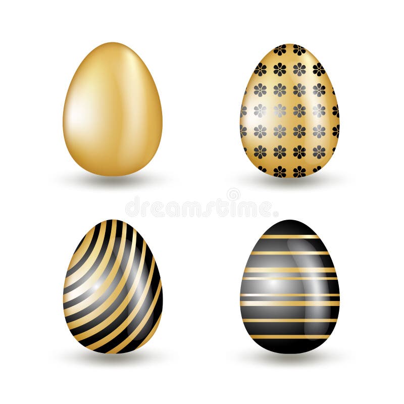 Premium Vector  Black and golden eggs on transparent background. luxury  easter vector illustration.