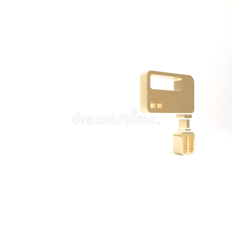 Gold Electric Mixer Icon Isolated on White Background. Kitchen Blender Stock Illustration