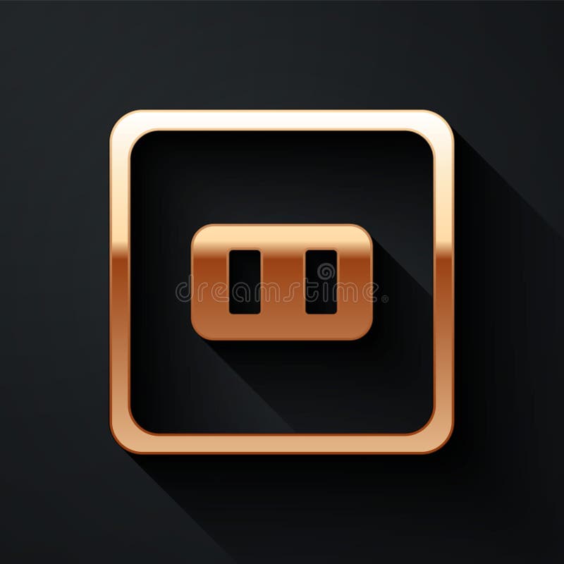 Gold Electrical Outlet Icon Isolated on Black Background. Power Socket