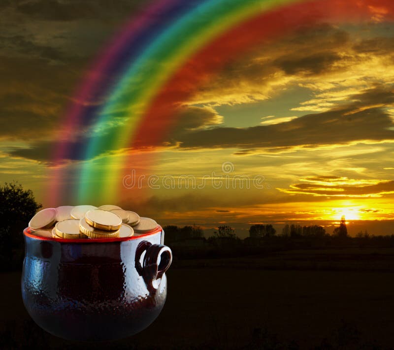 Gold am Ende des Regenbogens lizenzfreie stockfotos Gold am Ende des Regenbogens lizenzfreie stockfotos