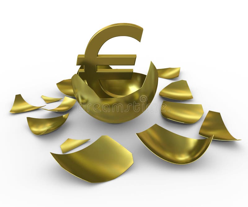 Gold euro sign hatched from eggs of gold stock illustration