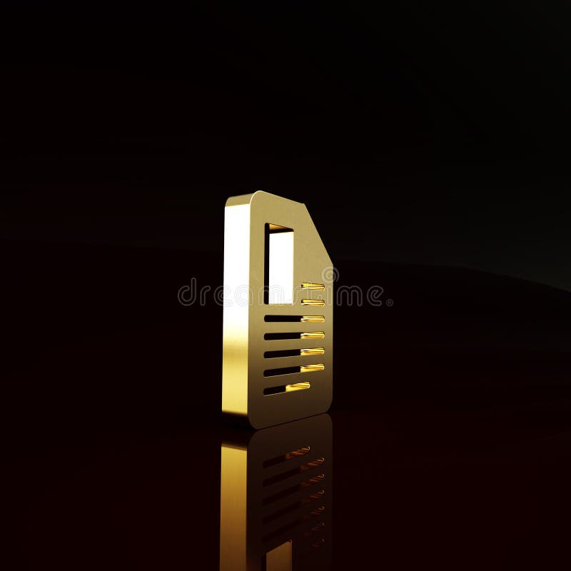 Gold File document icon isolated on brown background. Checklist icon. Business concept. Minimalism concept. 3d stock illustration