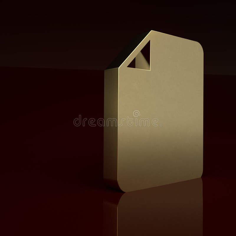 Gold File document icon isolated on brown background. Checklist icon. Business concept. Minimalism concept. 3D render vector illustration