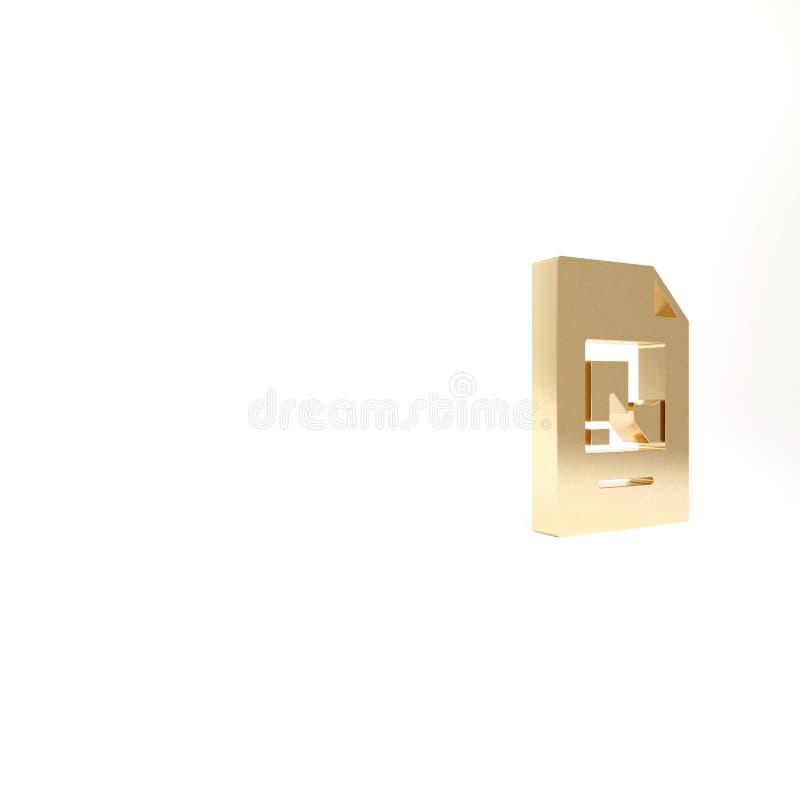 Gold File document with illustration icon isolated on white background. Checklist icon. Business concept. 3d vector illustration