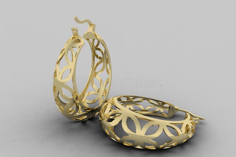 Gold filigree Earrings vector illustration Gold filigree Earrings vector illustration