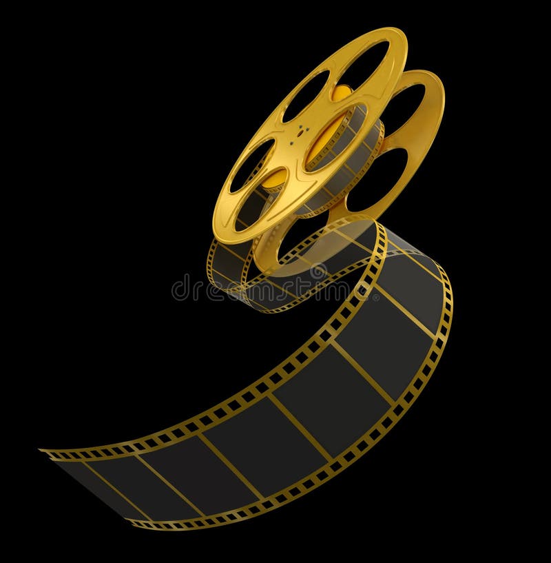 Gold Film Strip on black stock illustration. Illustration of industry -  33429448