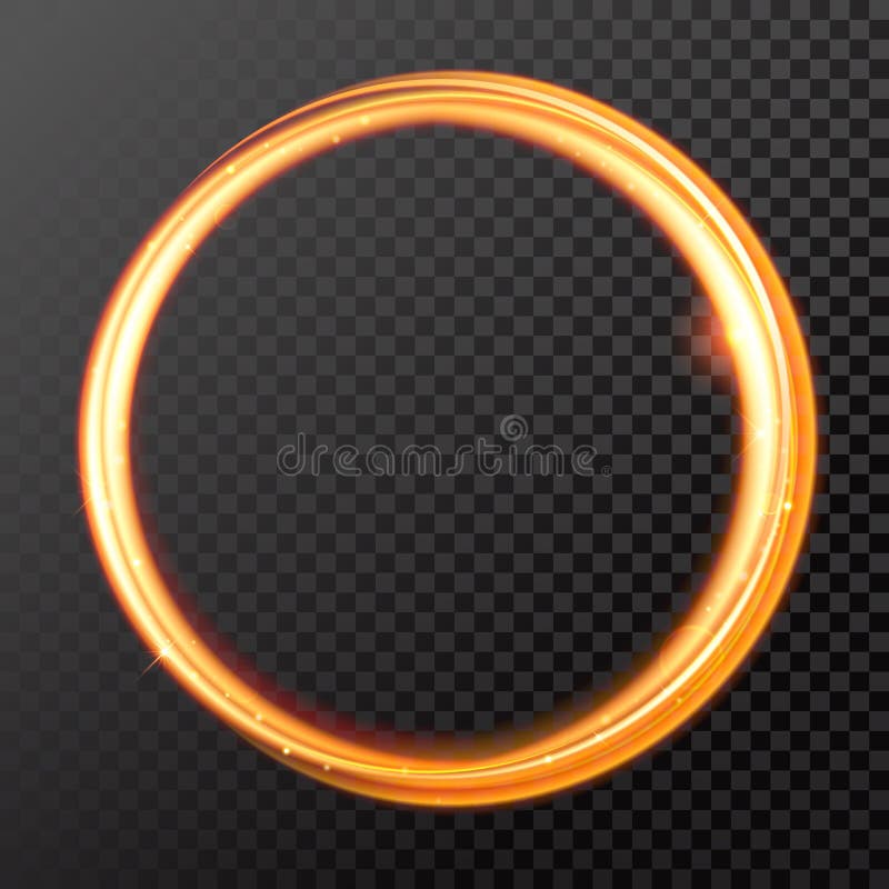 Gold Fire or Glow Light Circle with Glitter Effect on Vector