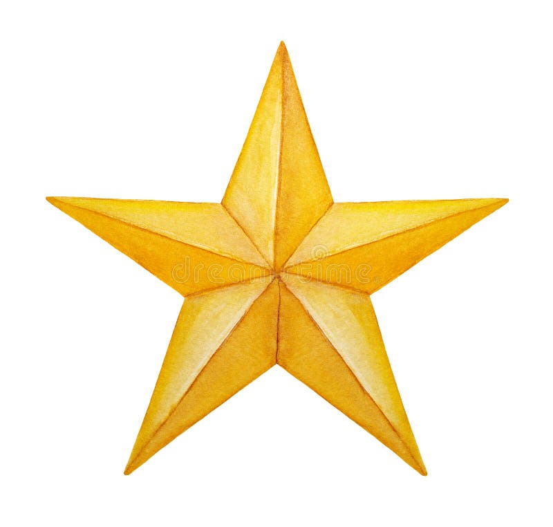 Gold five pointed star illustration.