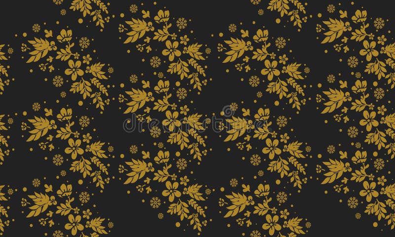 Gold Floral Frame Texture, Seamless Pattern Black Background Stock ...