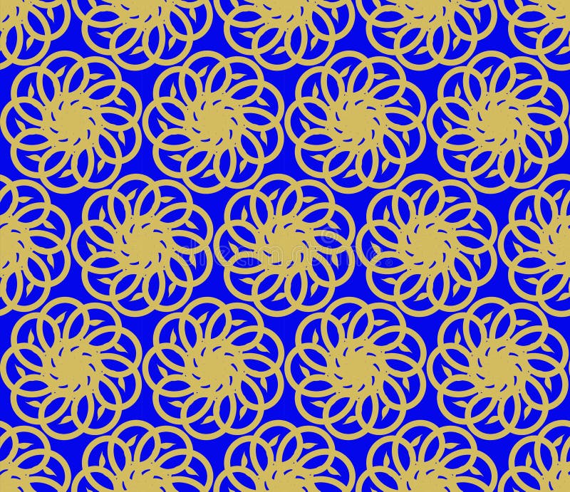 Gold Flower on Blue Pattern Stock Vector - Illustration of series ...