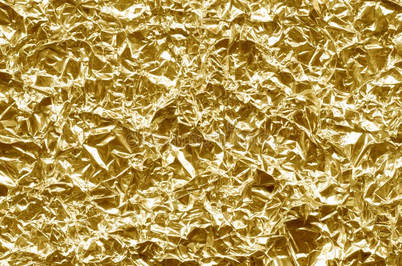 Gold Wrinkle Aluminum Foil Background Texture Stock Photo