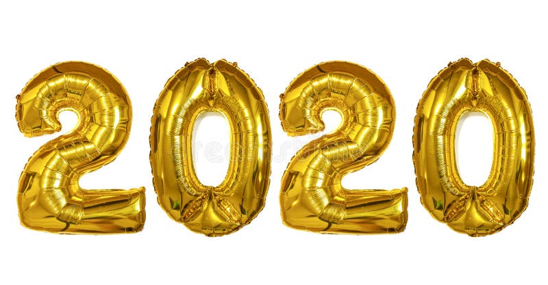 Gold Foil Balloons 2020 isolated. Happy New Years concept