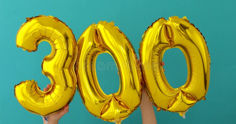 Gold foil number 300 three hundred celebration balloon