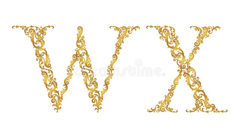 Golden Vintage Font Type Letters A B C Uppercase Stock Illustration