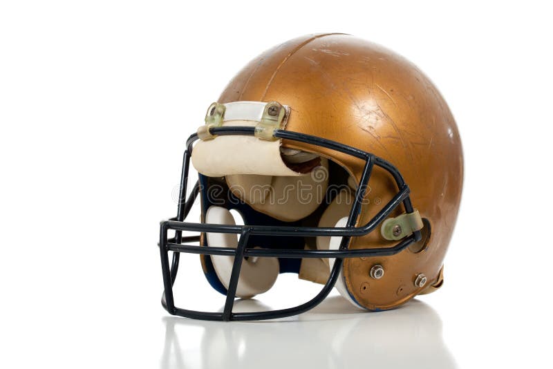 Gold Football Helmet on a White Background Stock Photo - Image of