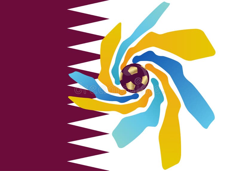 2022 Gold Football Soccer Icon Of Qatar, Abstract Banner Logo For QATAR