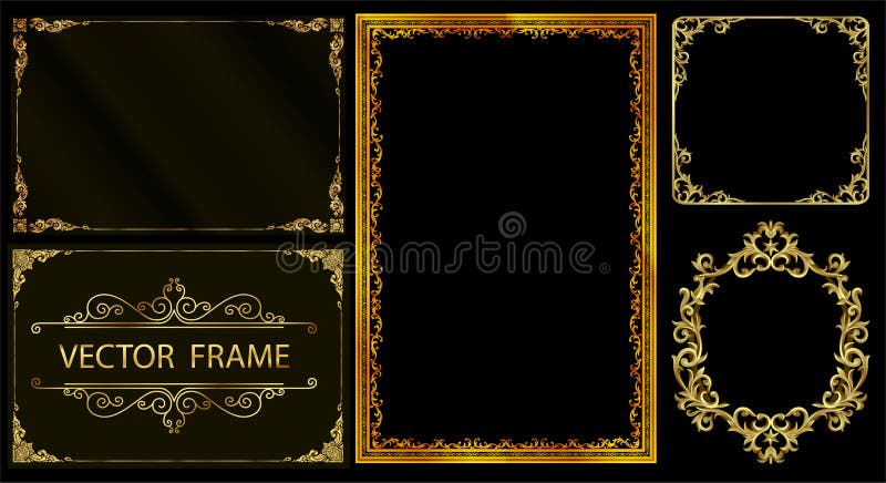 Gold-Fotorahmen mit Eck-Thailand-Linie mit Blumen für Bild, Vektordesigndekorations-Musterart Rahmengrenzdesign ist- patte stock abbildung Gold-Fotorahmen mit Eck-Thailand-Linie mit Blumen für Bild, Vektordesigndekorations-Musterart Rahmengrenzdesign ist- patte stock abbildung